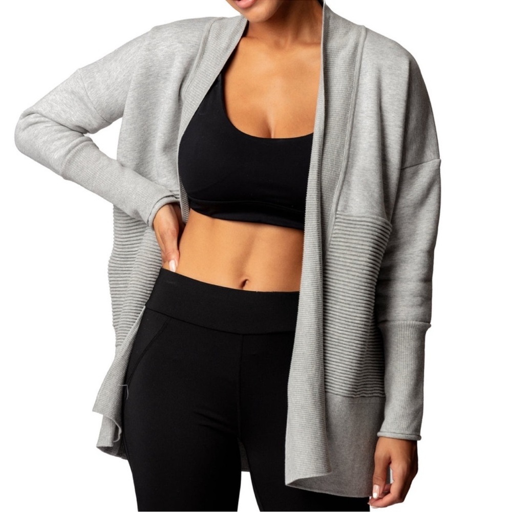 Fundamental Coast Performance Flipside Fleece Open Cardigan Gray Size Small